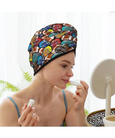 Quick-Dry Hair Towel Wrap | Buttoned Hair Turban for Fast Drying | American Football Design - Buy Online on GoSupps.com