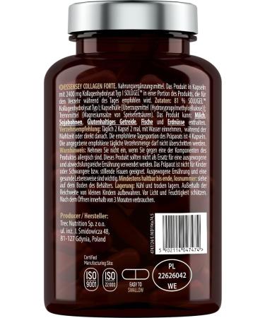 Trec Nutrition Sp z oo ESSENSEY Collagen Forte I 2400 mg per recommended daily dose I 120 capsules I hydrolyzed collagen type I SOLUGEL I 60 daily doses I Easy to swallow - Buy Online on GoSupps.com