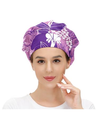 MUKJHOI Adjustable Working Caps Tie Back Cover Hair Bouffant Hats Sweatband for Women Men One Size Fit All - 26 Floral (97)