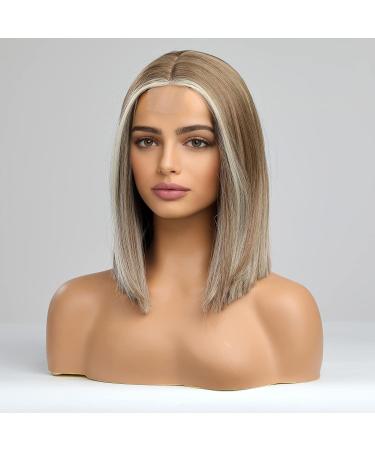 HAIRCUBE Bob Wig for Women - Mixed Brown Shoulder Length with Natural Middle Part (12inch) - Buy Online on GoSupps.com