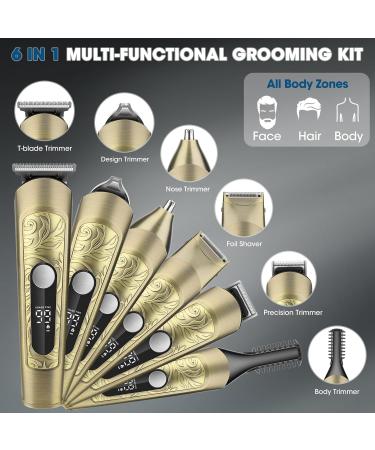 Beard Trimmer for Men - 6-in-1 Waterproof Hair Clipper & Electric Razor | Professional Grooming Kit for Mustache Face Body Nose & Ear Hair - Buy Online on GoSupps.com