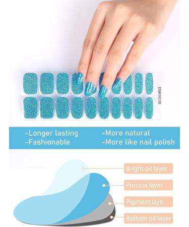 Kalolary Gel Nail Polish Strips Nail Gel Art Sticker Waterproof Full Nail Wraps Decal Sets with Nail File and Stick for Women Girls Nail Art Decor (UV/LED Lamp Required) (Shiny Blue) - Buy Online on GoSupps.com