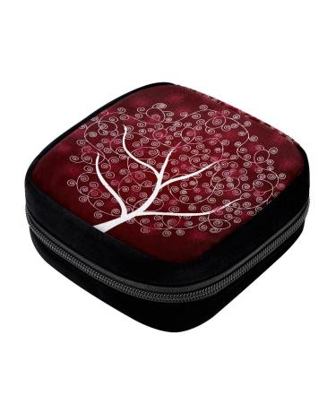 GIAPB Period Bag Sanitary Napkin Storage Bag Pad Holder for Period Makeup Pouch Abstract Floral Tree Color144