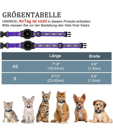 Jiarui Reflective AirTag Cat Neck Band - Adjustable GPS Collar for Cats & Puppies 9-13 inch (Purple) - Buy Online on GoSupps.com