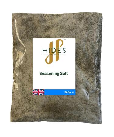 Hides Fine Foods - Seasoning Salt 500g - GMO Free - Suitable for Vegetarians - Salt - Black Pepper - Onion Powder - Paprika - Chilli Powder - Seasoning Mix