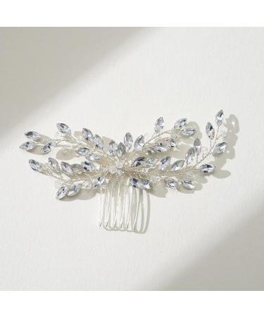 SWEETV Crystal Wedding Hair Comb Clip - Silver Bridal Hair Piece & Accessories for Women - Buy Online on GoSupps.com