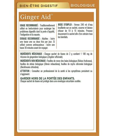 Traditional Medicinals - Organic Ginger Aid Herbal Tea (Pack of 6) - Help Relieve Digestive Upset Indigestion and Nausea - 96 Tea Bags Total Ginger Aid 16 Count (Pack of 6) - Buy Online on GoSupps.com