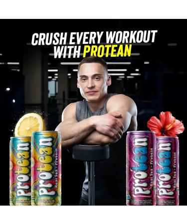 Protean Ready-to-Drink Protein Tea 12-Pack Peach Flavor | ioWhey Whey & Collagen Protein Zero Sugar Lactose-Free Gluten-Free | Protein Tea & Protein Juice Hibiscus Tea Blend - Buy Online on GoSupps.com