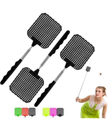 Flying gossip 3 pieces of fly gossip pull -out fly collapse stable fly swatter flying gossip black telescopic flying swatter for flying mosquitoes and insects