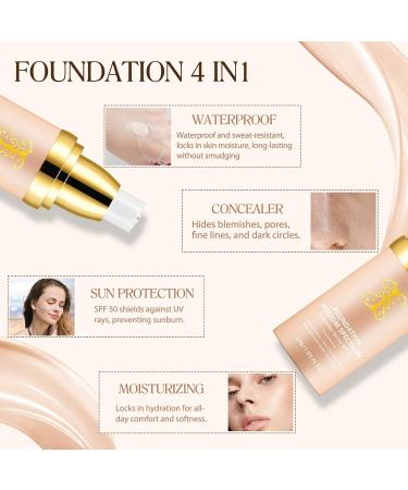 MXCZBSM Foundation Color Changing 30 ml 4in1 SPF50 Sun serum liquid concealer nude hydration 24 hours suitable for all skin tones - Buy Online on GoSupps.com
