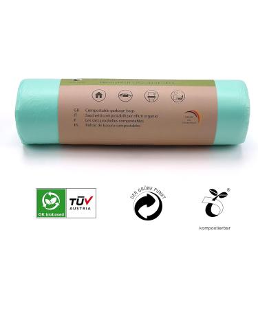 Zuras 20L Organic Waste Bags - 150 Compostable & Biodegradable Garbage Bags | DIN EN 13432 Certified Tear-Resistant & Waterproof - Buy Online on GoSupps.com
