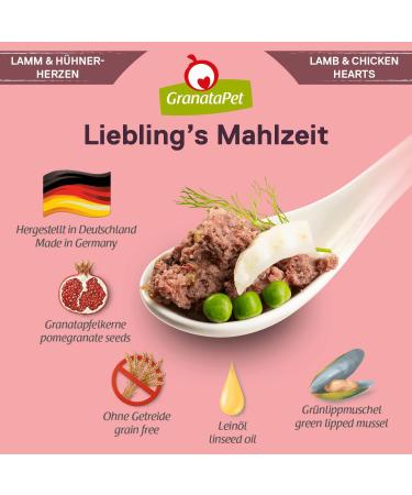 Granapet Liebling's Meal Lamb & Chicken Hearts - Grain-Free No Sugar Dog Food (6 x 800g) - Premium Wet Food for Dogs - Buy Online on GoSupps.com
