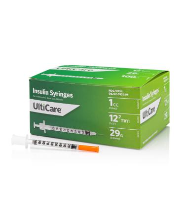 UltiCare U-100 Insulin Syringes  Comfortable and Accurate Dosing of Insulin  Compatible with Any U-100 Strength Insulin  Size: 1cc  29G x      100 ct Box