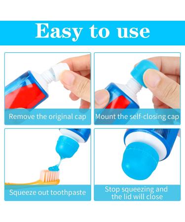 8 Pcs Self Closing Toothpaste Caps for Kids - Mess-Free Silicone Toothpaste Squeezer Dispenser in White, Blue, Pink, Green - Buy Online on GoSupps.com