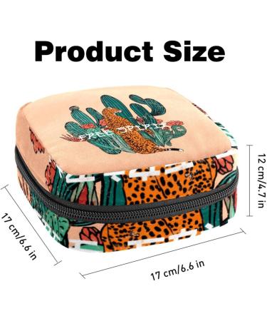 Portable Women's Binding-Up Bags | Menstrual Cup Pocket & Pads for Teens | Cactus & Leopard Pattern | Stylish & Functional - Buy Online on GoSupps.com