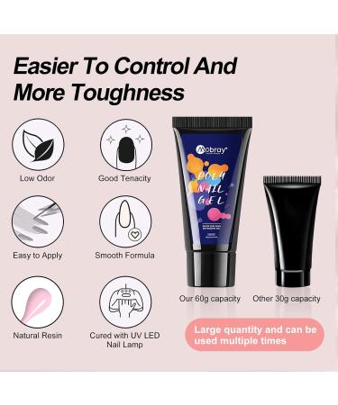 Mobray Poly Nail Gel Pink 60 ML - Acrylic Builder Gel for Nail Extensions - Natural Color Enhancement - Ideal for Beginners and Professionals - Pink 207 - Buy Online on GoSupps.com
