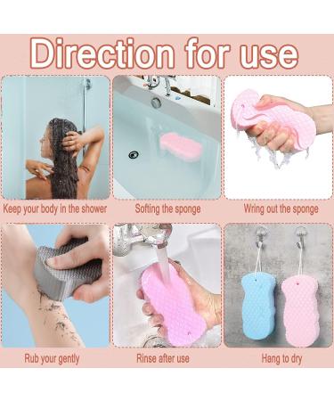 BZG Exfoliating Bath Sponges for Women - Pink Grey 2 Pack | Shower Sponge Set - Buy Online on GoSupps.com