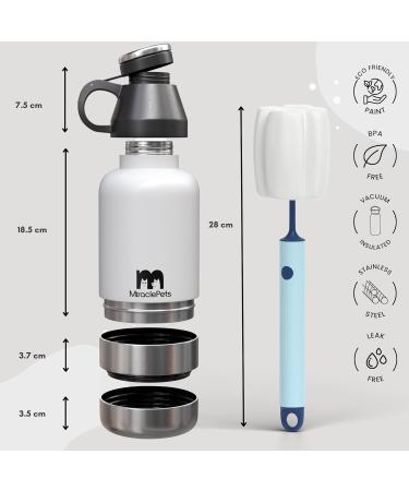 Miracle Pets 1L Stainless Steel Dog Drinking Bottle & Food Bowl - BPA-Free On-the-Go Puppy Accessories with Cleaning Brush - Buy Online on GoSupps.com