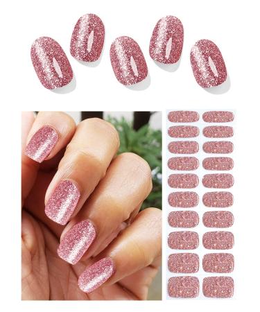 TrueShei nail foils |Rosa glitter UV gel nail film |20PCs nail film self -adhesive |Gel Nail Stickers Gellack Wraps for Nagel Pink Glitter