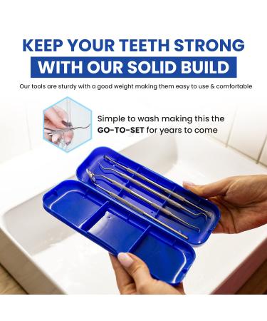 Dental Hygiene Kit - Stainless Steel Calculus & Plaque Remover Set for Teeth Cleaning - Dentist Approved Dental Tools - Blue - Buy Online on GoSupps.com