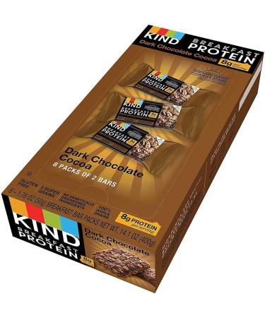 KIND Bars Breakfast Protein Dark Chocolate Cocoa 8 Pack - 2 Bars, 1.76 oz Each | Healthy Snack Option - Buy Online on GoSupps.com