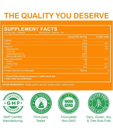 GTZSXNP Pumpkin Seed Oil Capsules 2 in 1 Pumpkin Seed Oil with Saw Palmetto Supplements Supports Hair Growth Bladder & Prostate Health | Non-GMO - Buy Online on GoSupps.com