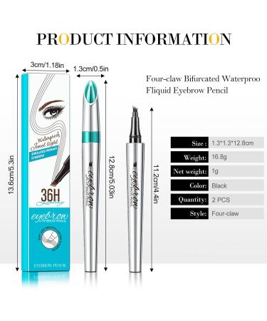  mellystore Eyebrow Pencil 3D Waterproof Eyebrow Pencil with 4 Fork Tips Microblading Eyebrow Pencil Durable Magic Eyebrow Pencil for Natural Eyebrows (Black) - Buy Online on GoSupps.com