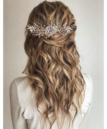 Unicra Bridal Wedding Hair Vine - Silver Crystal Headband & Flower Pearl Hair Accessories for Women & Girls - Buy Online on GoSupps.com