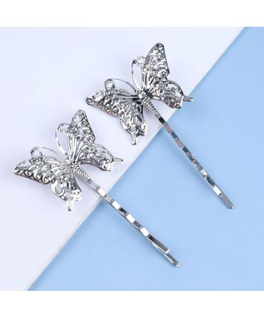 Yheakne Hollow Butterfly Hair Clip Pin Vintage Silver Hair Clip French Butterfly Retro Bobby Pins Decorative Hair Accessories for Women and Girls 2 Pieces - Buy Online on GoSupps.com