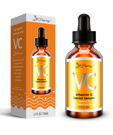 Natural Anti-Aging Facial Serum with Vitamin C, Hyaluronic Acid, and Vitamin E - 1.7 FL OZ/50ml - Buy Online on GoSupps.com