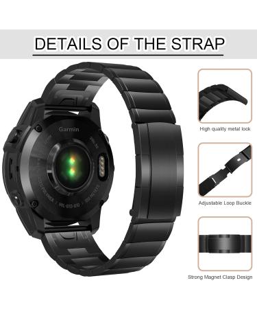 Buy KSKSPE 26mm Stainless Steel Bracelet for Garmin Fenix 6X/5X/3 HR - Classic Upgrade Replacement Band - Buy Online on GoSupps.com