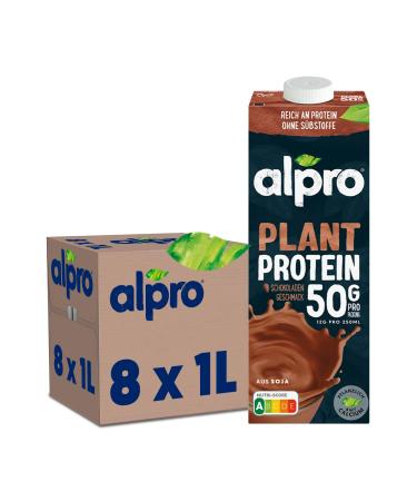 Alpro Protein Drink Soya Chocolate 8x1L | 100% plant-based | lactose-free | low in sugar | rich in plant-based protein
