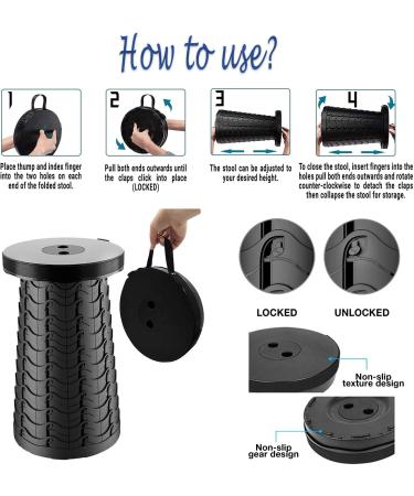 R&D FUTURE 2023 Upgraded Telescopic Stool - Lightweight, 400lbs Load Capacity, Collapsible/Portable Seat for Indoor/Outdoor Use - Retractable Folding Stool for Adults (Black) - Buy Online on GoSupps.com