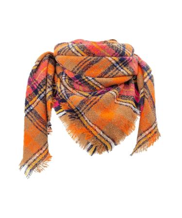 Women's scarf triangular scarf Elegant luxurious scarf large cashmere scarf scarves for cold weather soft winter warm triangular scarf a orange