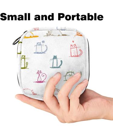 Colorful Cat Storage Bag for Women - Large Menstrual Cup Cylinder Pocket with Zipper Tampons & Period Inserts Multi-Colored - Buy Online on GoSupps.com
