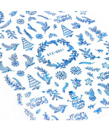 JMEOWIO Christmas Nail Art Stickers 9 Sheets Self Adhesive Nail Decals Snowflake Reindeer Pattern DIY Design Nail Decoration for Women Girls - Blue - Buy Online on GoSupps.com