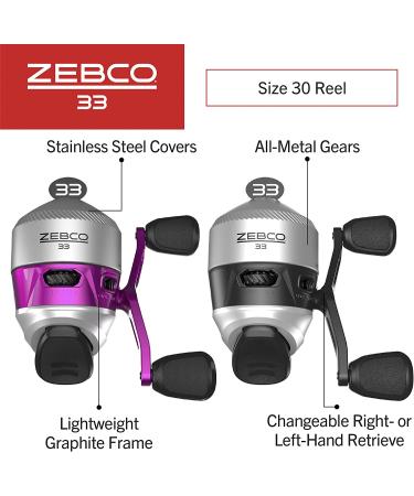 Zebco 33 Spincast Reel & 2-Piece Fishing Rod Combo - 5.6ft Fiberglass Rod, Anti-Reverse Reel, Bite Alert - Pink/Black (2 Pack) - Buy Online on GoSupps.com