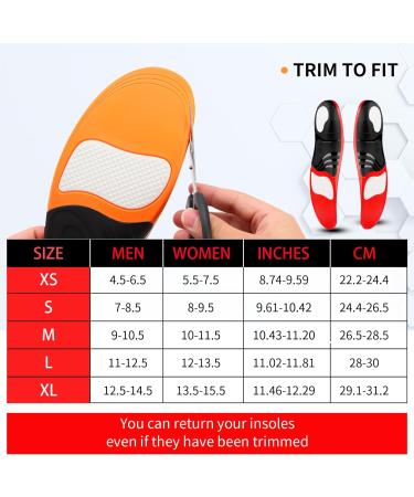 Plantar Fasciitis High Arch Support Insoles for Men Women - Heavy Duty Orthotic Inserts for Arch Pain Relief - Boot Work Shoe Insert - Black XS UK 3.5-5.5 (24cm) - Buy Online on GoSupps.com