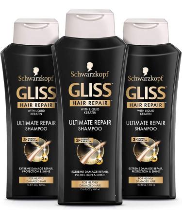 GLISS Hair Repair Shampoo Ultimate Repair for Heavily Damaged Hair 13.6 Ounces (Pack of 3)