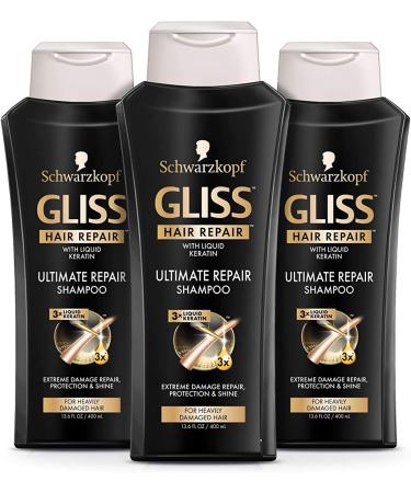 GLISS Hair Repair Shampoo Ultimate Repair for Heavily Damaged Hair 13.6 Ounces (Pack of 3)
