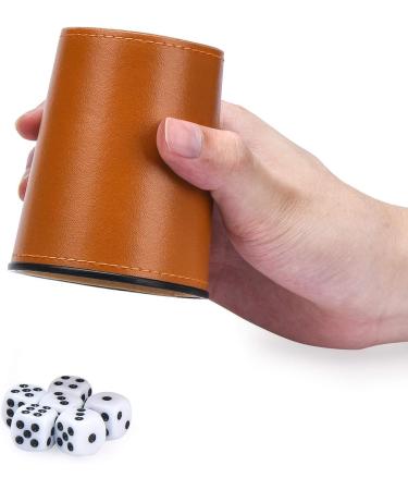 Party Games Leather Dice Cup Set - 5 Cups, 25 Dice, Storage Case - Faux Leather with Magnetic Closure - Buy Online on GoSupps.com