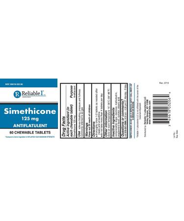 Reliable 1 Simethicone 125mg Anti-Gas Peppermint Tablets - 60 Tablets - Buy Online on GoSupps.com