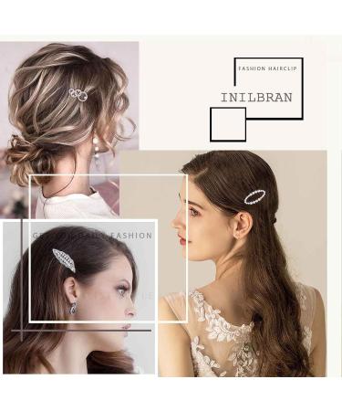 Inilbran Boho Pearl Hair Clip Barrette Silver Leaf Hair Barrette Clip Vintage Pearl Leaf Hairpin Clip French Pearl Bridal Headpieces Decorative Headwear Hair Accessories for Women and Girls - Buy Online on GoSupps.com