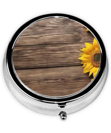 Sunflower Printed Mini Round Pill Box - 3 Compartment Travel Organizer for Medicine Portable Pocket Case for Home & Office - Buy Online on GoSupps.com