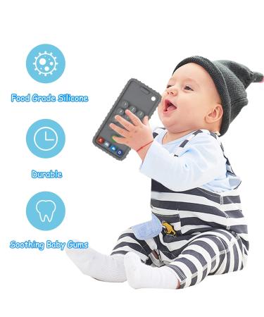 2-Pack Silicone Baby Teething Toys | BPA-Free Mobile Phone Teether for Babies 6-12 Months | Soft-Textured Chew Toys | Purple+Green - Buy Online on GoSupps.com