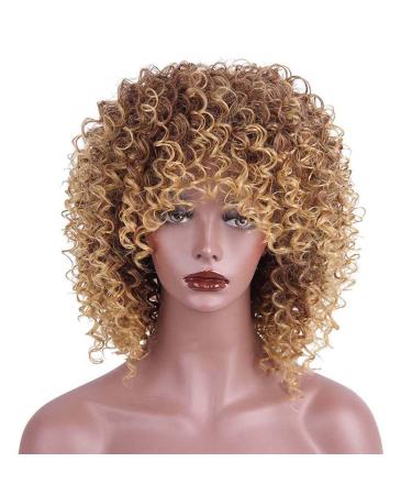 Afro Wig Women Brown Wavy Party Synthetic Curly Cosplay Long Hair Long 50s 70s 80s 60s Hair