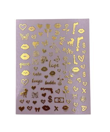 Impeccable 5 Sheets Luxury Nail Art Stickers - 500+ Gold Customized Decals for Fake Nail Designs and Salon Accessories - Buy Online on GoSupps.com