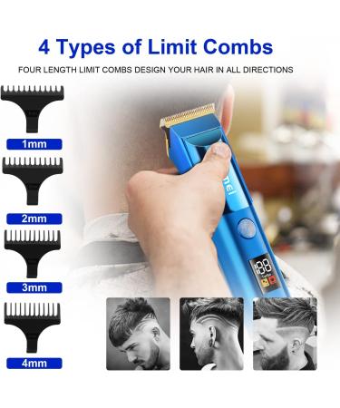 KEMEI Blue Hair Clippers for Men Cordless Clippers for Hair Cutting Professional Barber Clippers USB Rechargeable Wireless Haircut Clippers km-075 - Buy Online on GoSupps.com