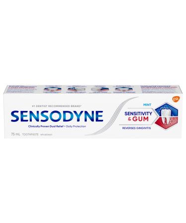 Sensodyne Sensitivity and Gum Mint Toothpaste Strengthens and Protects Sensitive Teeth and Gums 75 mL