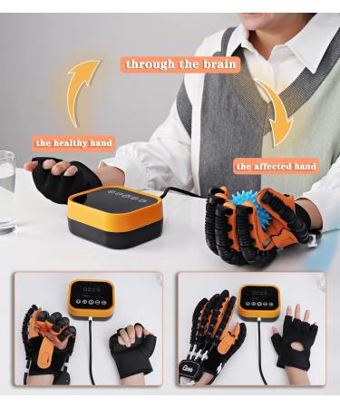 Upgrade Hemiplegia Hand Stroke Recovery Rehabilitation Robot Gloves - USB Chargeable & Strength Adjustable - Orange Left Hand - Buy Online on GoSupps.com
